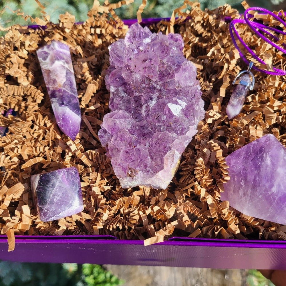 Amethyst Crystal Set / Necklace / Dream Amethyst Wand / Sphere / Big Cluster